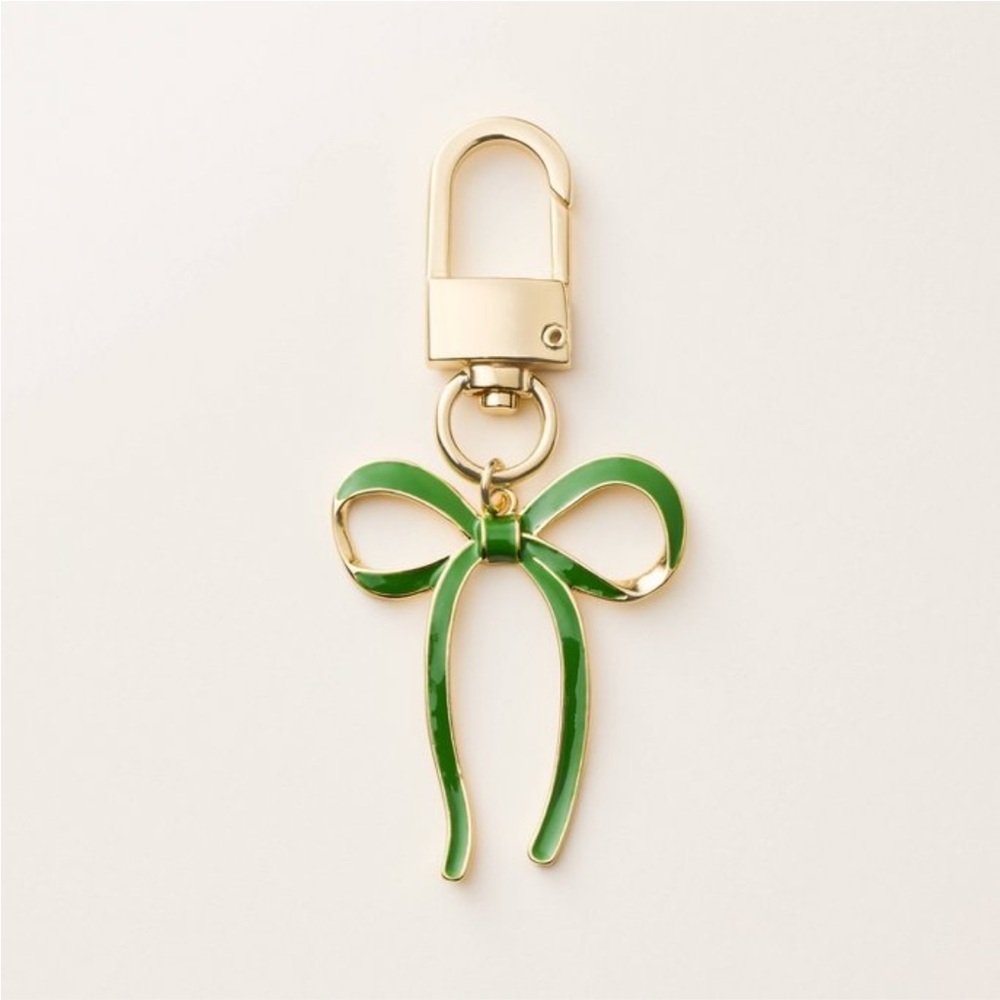 Kate Spade New York Green Gold Bow Bag Charm Keychain
